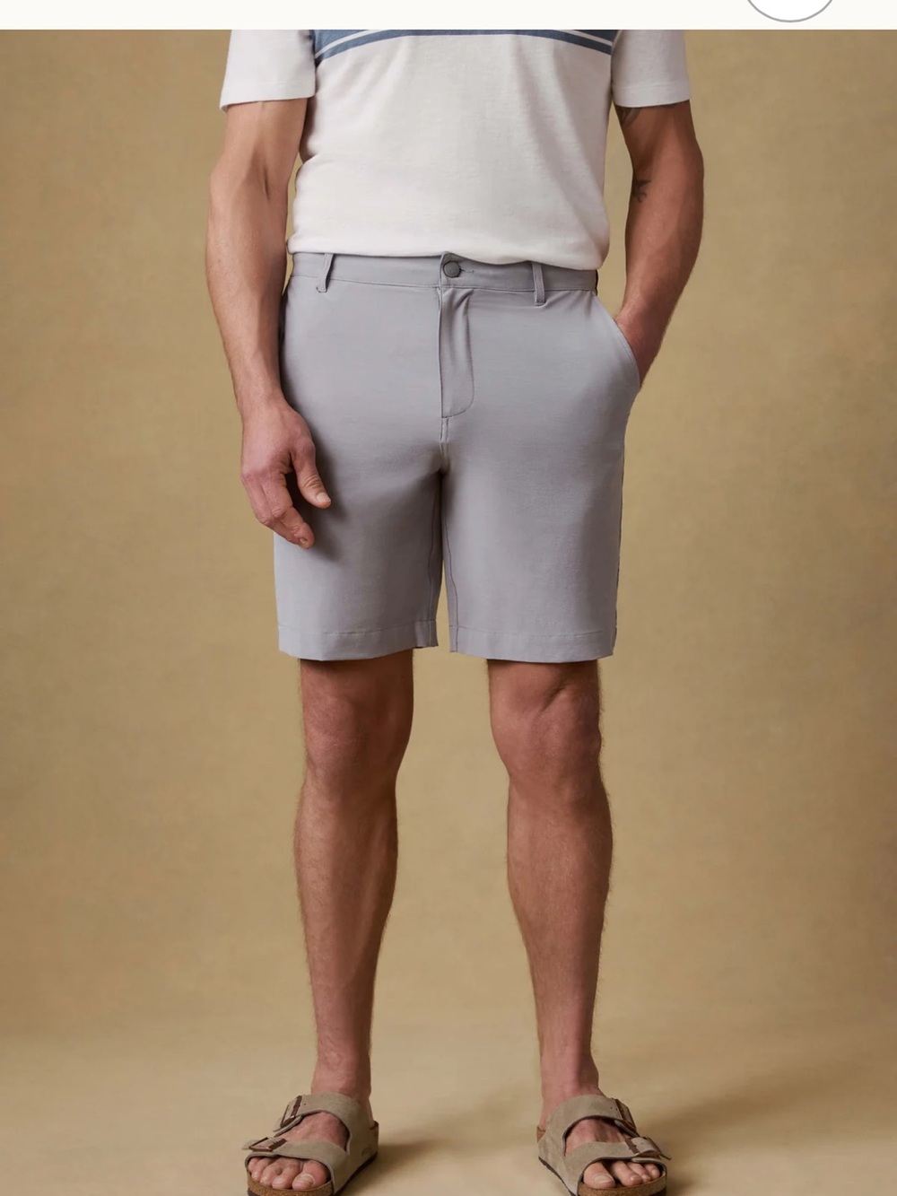 Faherty Belt Loop All Day Shorts in Ice Gray Performance Flat-Front NWT‎